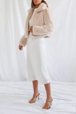 San Sloane Lyra Faux Fur Jacket Beige