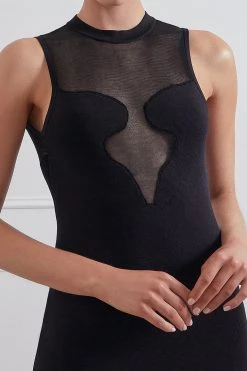 New Arrivals San Sloane Sharon Solid-Sheer Mini Dress Black