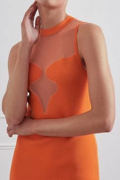 New Arrivals San Sloane Sharon Solid-Sheer Mini Dress Orange 13 New Arrivals San Sloane Sharon Solid-Sheer Mini Dress Orange