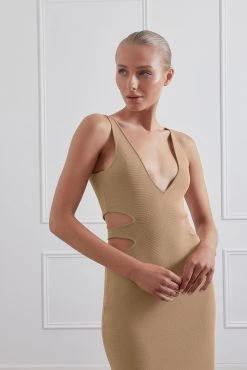 San Sloane Spencer Midi Dress Latte