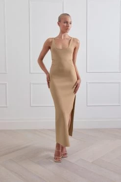 San Sloane Spencer Midi Dress Latte