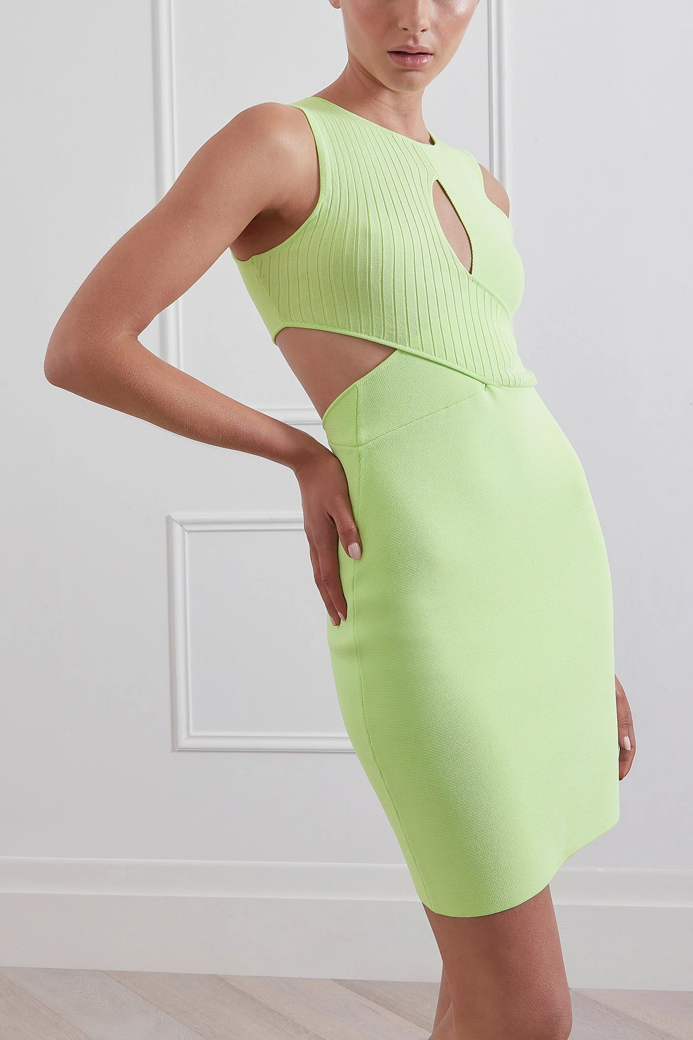 San Sloane Demi Rib Contrast Mini Dress Avocado 3 San Sloane Demi Rib Contrast Mini Dress Avocado