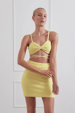 San Sloane Nora Boucle Skirt Yellow