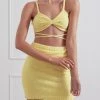 San Sloane Nora Twist Tie Boucle Bralette Yellow