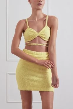 San Sloane Nora Twist Tie Boucle Bralette Yellow