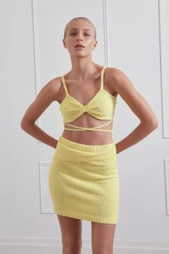 San Sloane Nora Twist Tie Boucle Bralette Yellow