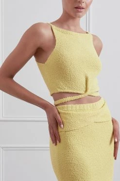 San Sloane Everly Boucle Wrap Tie Top Yellow