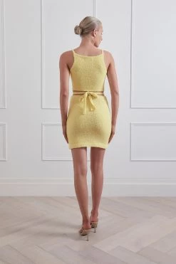 San Sloane Everly Boucle Wrap Tie Top Yellow