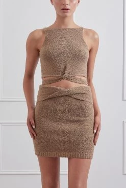 San Sloane Everly Boucle Wrap Tie Top Earth New Arrivals