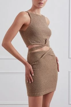 San Sloane Everly Boucle Wrap Tie Top Earth New Arrivals 9 San Sloane Everly Boucle Wrap Tie Top Earth New Arrivals