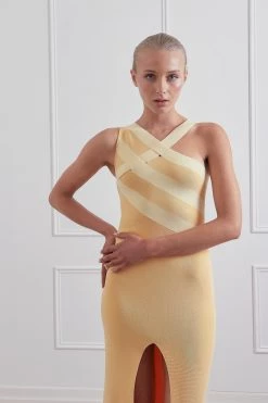 San Sloane Pinnacle Midi Dress Melon