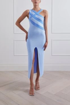 San Sloane Pinnacle Midi Dress Sky Blue