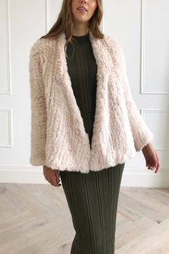 San Sloane Beau Faux Fur Jacket Cream
