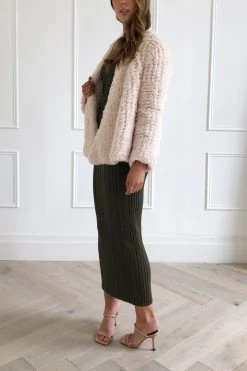 San Sloane Beau Faux Fur Jacket Cream