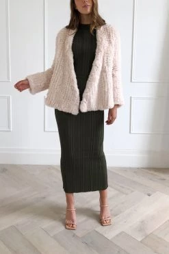 San Sloane Beau Faux Fur Jacket Cream