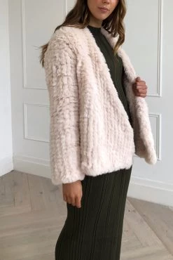 San Sloane Beau Faux Fur Jacket Cream