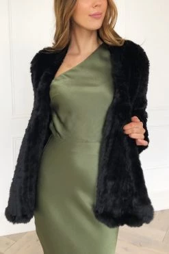 San Sloane Beau Faux Fur Jacket Black