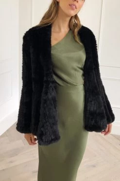 San Sloane Beau Faux Fur Jacket Black