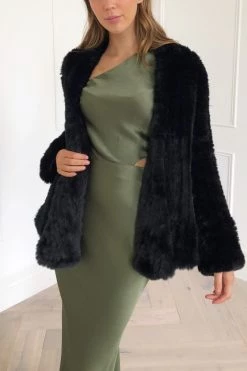 San Sloane Beau Faux Fur Jacket Black