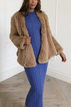San Sloane Beau Faux Fur Jacket Toffee