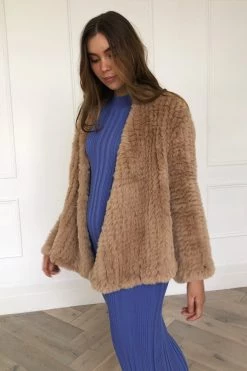 San Sloane Beau Faux Fur Jacket Toffee