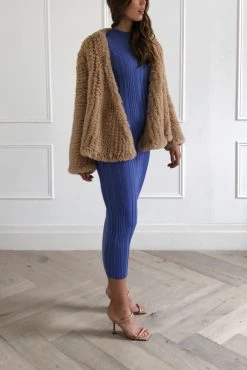 San Sloane Beau Faux Fur Jacket Toffee