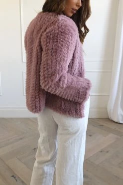 San Sloane Claudia Faux Fur Jacket Rose