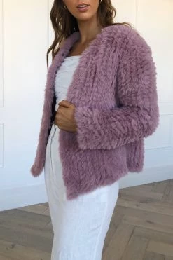 San Sloane Claudia Faux Fur Jacket Rose