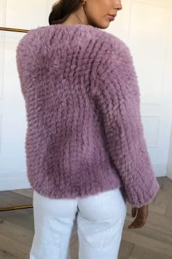 San Sloane Claudia Faux Fur Jacket Rose