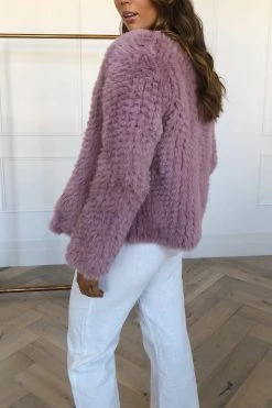 San Sloane Claudia Faux Fur Jacket Rose