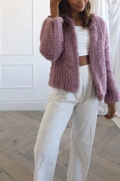 San Sloane Claudia Faux Fur Jacket Rose