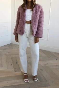 San Sloane Claudia Faux Fur Jacket Rose