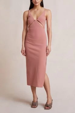Bec And Bridge Livania Cut Out Midi Dress Grapefruit