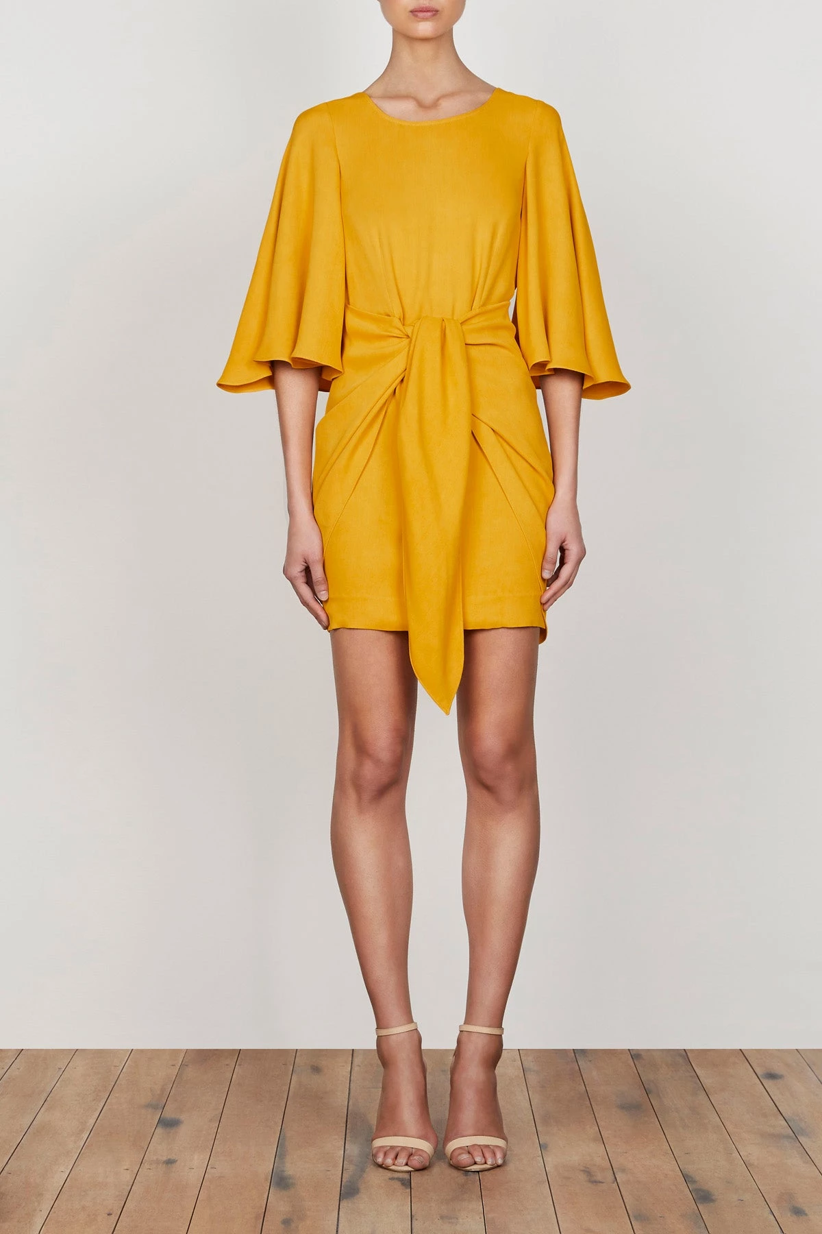 Shona Joy Lautner Tie Front Mini Saffron 3 Shona Joy Lautner Tie Front Mini Saffron