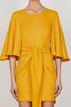 Shona Joy Lautner Tie Front Mini Saffron 11 Shona Joy Lautner Tie Front Mini Saffron