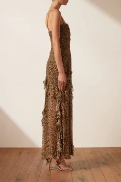 Shona Joy Paloma Ruched Frill Maxi Dress
