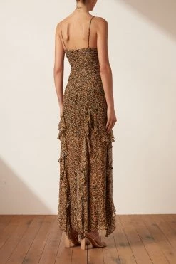 Shona Joy Paloma Ruched Frill Maxi Dress