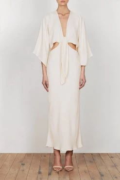 Shona Joy Lautner Front Tie Bias Midi