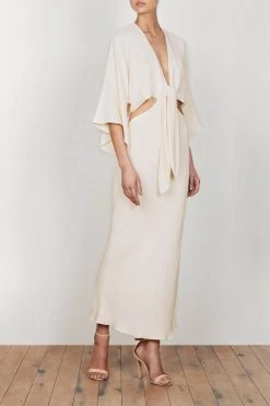 Shona Joy Lautner Front Tie Bias Midi