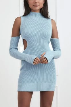 San Sloane Jamila Knit Mini Dress Cornflower Blue