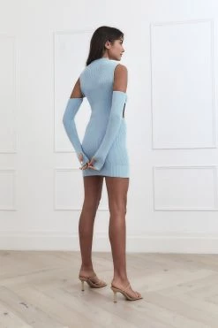 San Sloane Jamila Knit Mini Dress Cornflower Blue