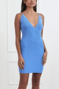 San Sloane Delphine Rib Mini Dress Cornflower Blue