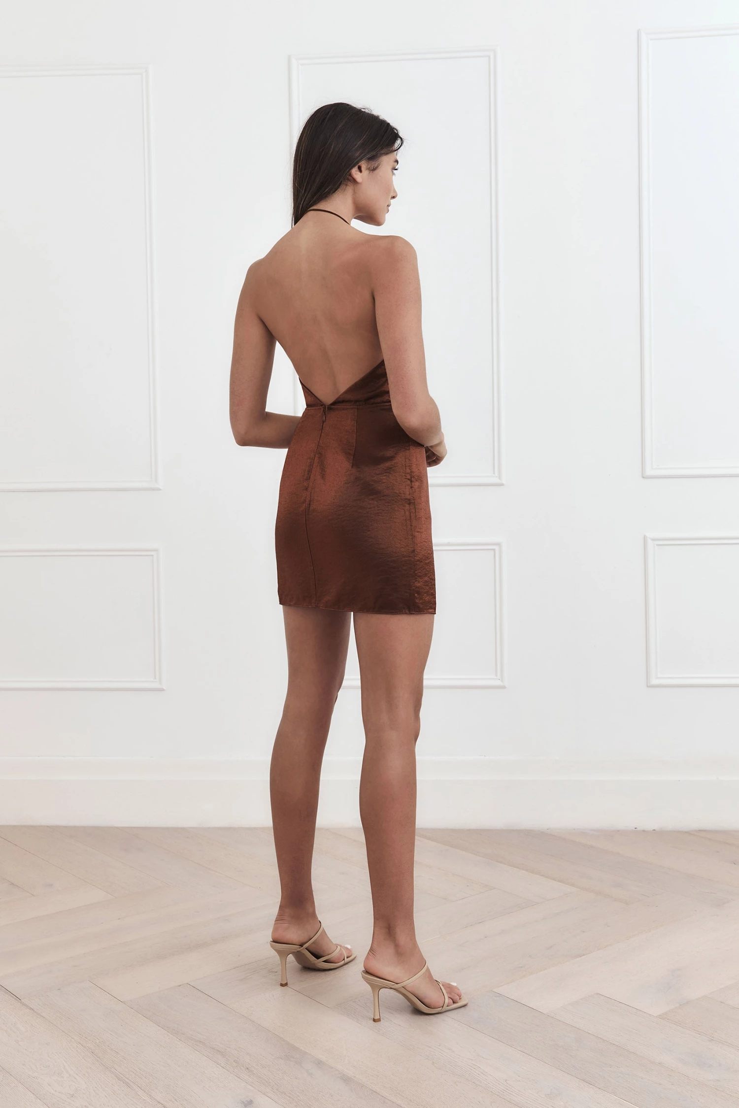 San Sloane Scarlet Drape Mini Dress Oxidised Brown 5 San Sloane Scarlet Drape Mini Dress Oxidised Brown