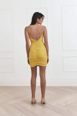 San Sloane Rui Gathered Mini Dress