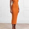 San Sloane Elle Rib Midi Dress Orange