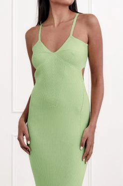 San Sloane Elle Rib Midi Dress Avocado