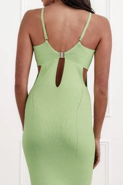 San Sloane Elle Rib Midi Dress Avocado