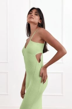 San Sloane Elle Rib Midi Dress Avocado