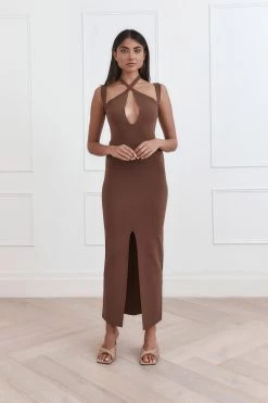 San Sloane Celia Midi Dress Chocolate 8 San Sloane Celia Midi Dress Chocolate