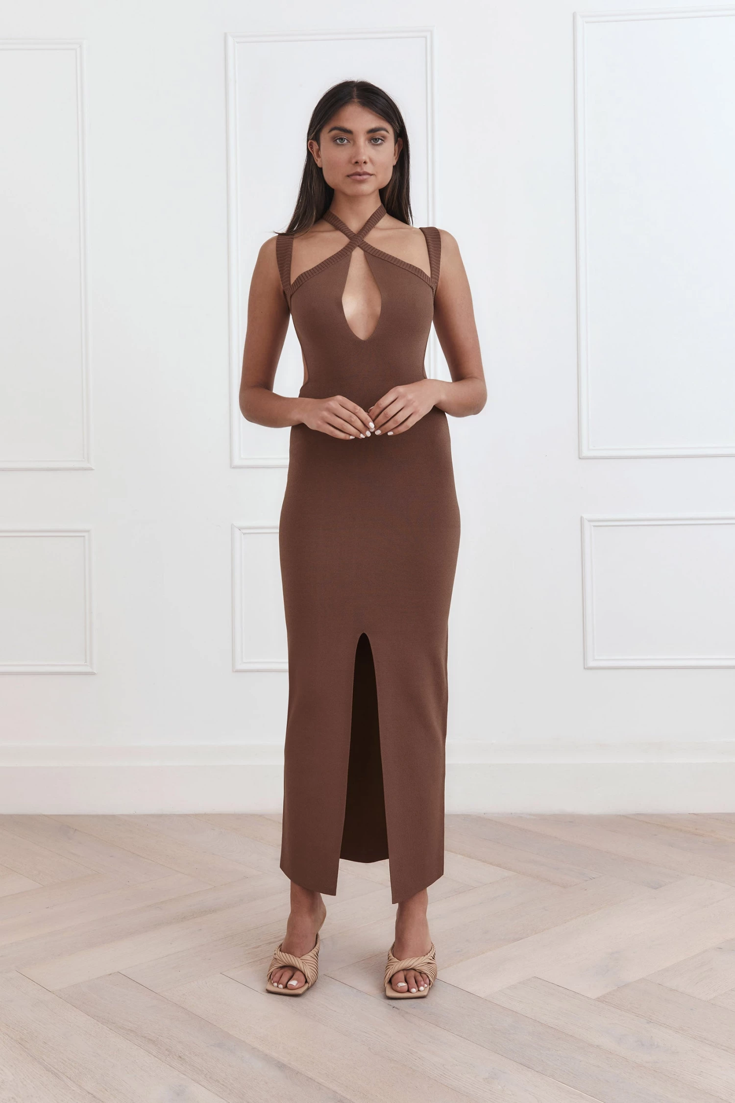 San Sloane Celia Midi Dress Chocolate 4 San Sloane Celia Midi Dress Chocolate